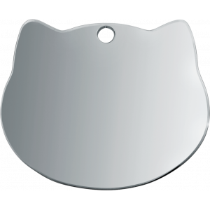 Cat shape Silver Tag Silver stainless steel cat-shaped pet tag with smooth finish, rounded edges, and a central hole for split ring attachment.