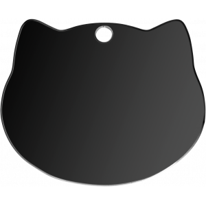 Cat shape Black Tag Black stainless steel cat head-shaped ID tag with a sleek finish, curved edges, and a top-centred hole for easy attachment.