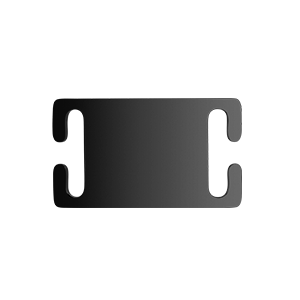 Slide On Black Dog Tag Black slide-on stainless steel dog tag with smooth finish, 45mm x 25mm, designed to fit securely onto dog collars.