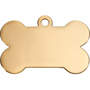 Bone Gold Dog Tag Gold bone-shaped stainless steel dog tag with smooth polished finish, ideal for engraved custom dog details on both sides.