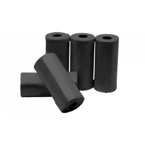 Eco-friendly Poop bags Set of black eco-friendly dog poop bag rolls, compact and durable for mess-free, hygienic clean-up on walks.