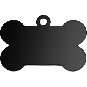 Bone Black Dog Tag Black bone-shaped stainless steel dog tag with glossy mirror finish, customisable with deep laser engraving on both sides.