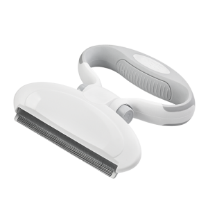 Dog and Cat Deshedding Comb with Handle Dog and cat deshedding comb with detachable grey handle and fine teeth, perfect for reducing shedding and tangles.