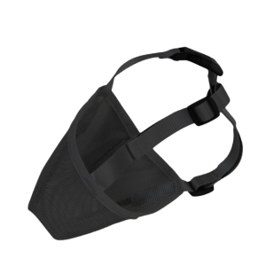 Ultra Breathable Nylon Dog Muzzle – Comfortable and Secure Black ultra-breathable nylon dog muzzle with adjustable straps and soft mesh, designed for safe control.