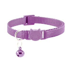 Breakaway Cat collar Purple adjustable cat collar with breakaway buckle, bell, and D-ring for ID tag, fits necks 21?34cm for safety and comfort.