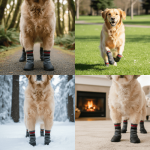 Non-Slip Dog Socks with Rubber Sole Paw Protectors